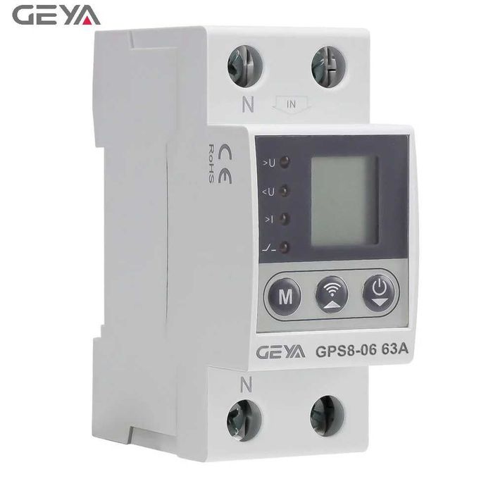 GEYA GPS8-06 40A WiFi Releu inteligent protectie tensiune si curent cu afisaj digital, TUYA, montaj pe sina DIN