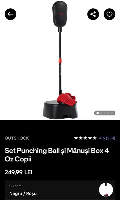 Set Punching Ball si Mănuși Box Copii OUTSHOCK