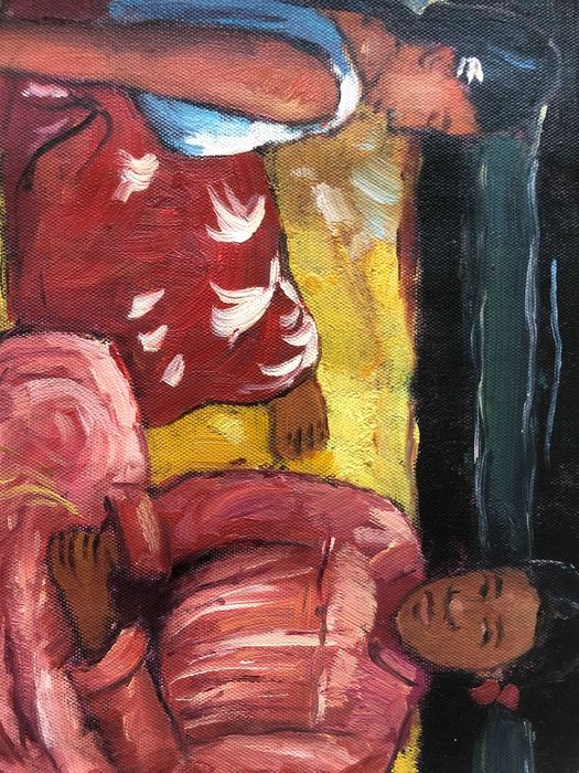 Картини – „Таитянски жени на плажа“ и  портрет на момиче, маслени бои