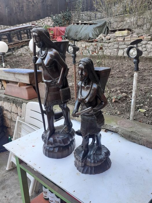 Două statuete lemn exotic