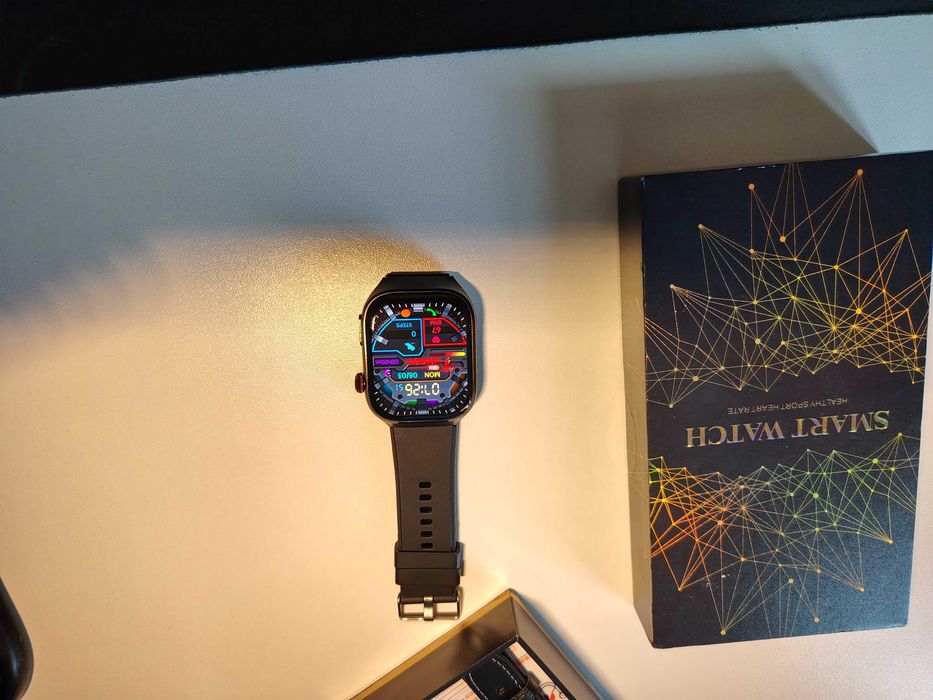 Smartwatch TK16-4 Black Leather – Bluetooth, Monitorizare Sănătate, Cutie