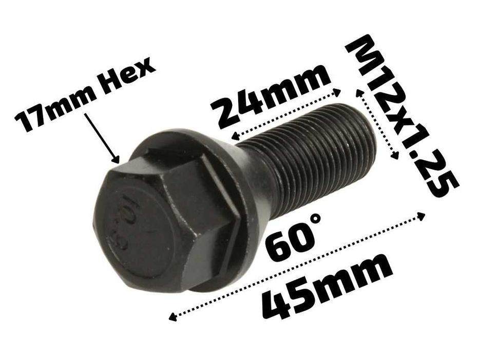 ЧЕРНИ БОЛТОВЕ ЗА ДЖАНТИ M12 / M14 - 28mm, 30, 35, 40, 45, 50, 55, 60