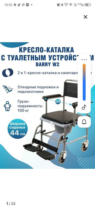 Кресло-каталка с туалетным устройством