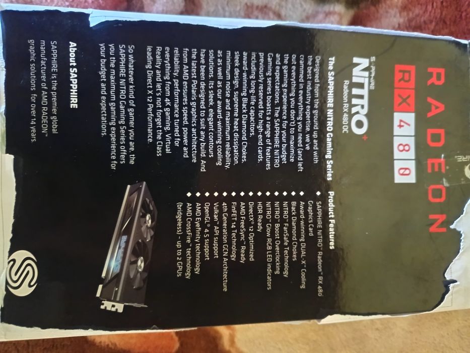 Sapphire Nitro+ RX 480 8GB OC -  Că NOUA cu cutie completa