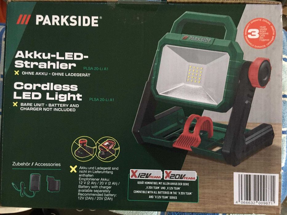 Proiector parkside 20V 220v si 12v cu adaptor camping