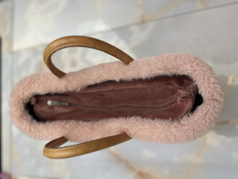 O bag дамска чанта – розова, зимен модел с пух