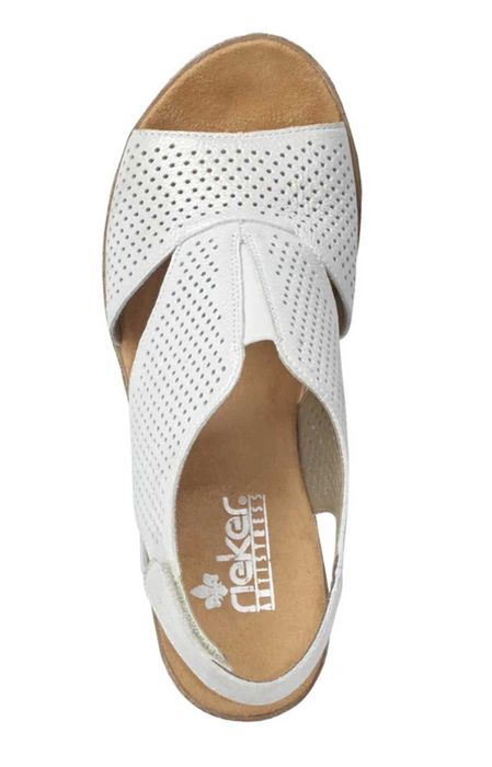 Sandale Rieker, decupate, alb, marime 38, toc 5cm, Nou