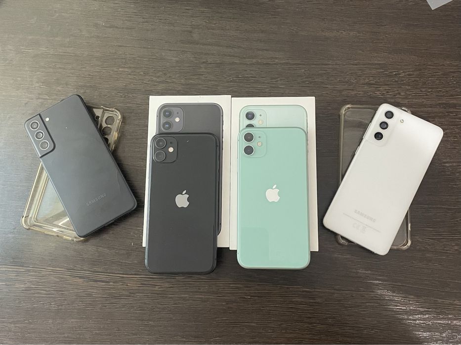 Продам два Iphone 11 64gb ;два S21fe 128gb