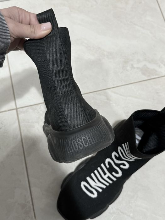 Moschino Couture, високи черни обувки Teddy sneakers 40