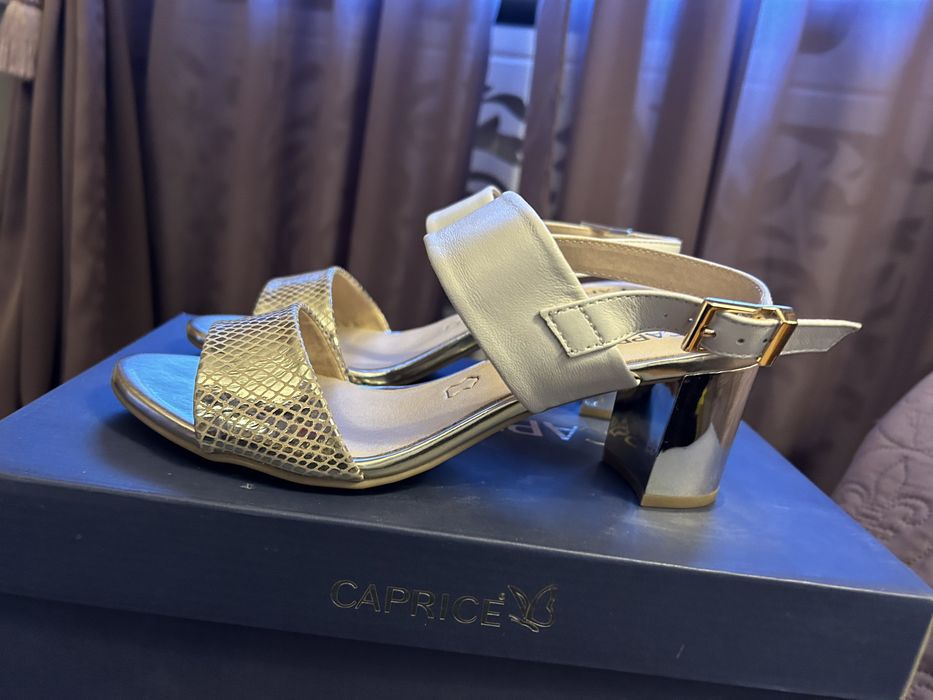 Sandale piele naturala bej auriu 37 1/2