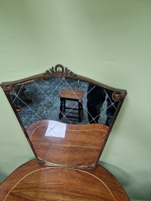 Страхотно антикварно английско бронзово огледало