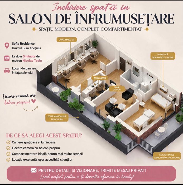 Inchiriez camera in salon de infrumusetare
