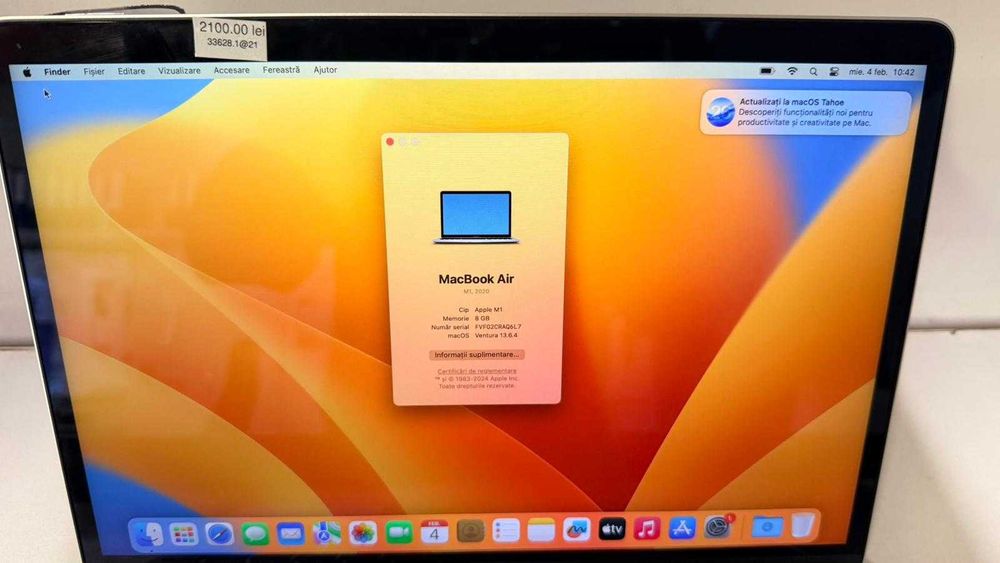 MacBook Air M1 (Ag.21) Garantie 2 ani