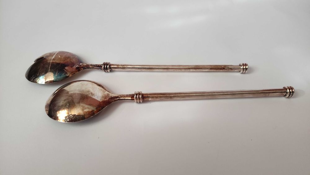 Посребрен двоен сет прибори за сервиране