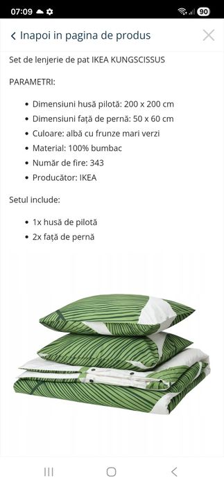 Set ikea Kungscissus 100% bumbac