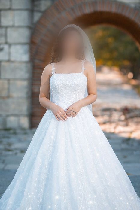 ПРОМО!!! Стилна Булчинска рокля от ръчна изработка