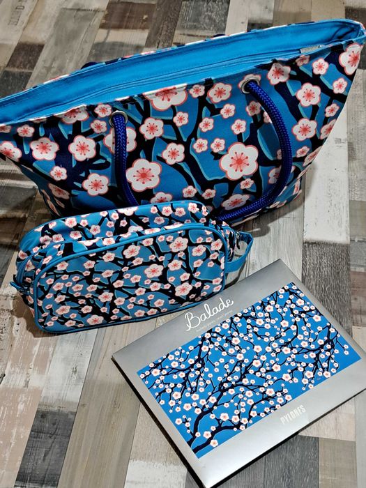 Pylones сет чанта, шал, несесер син десен