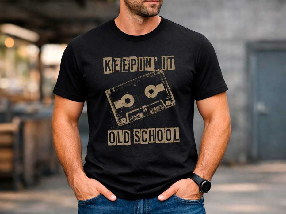 Мъжка черна тениска „Keepin’ It Old School“