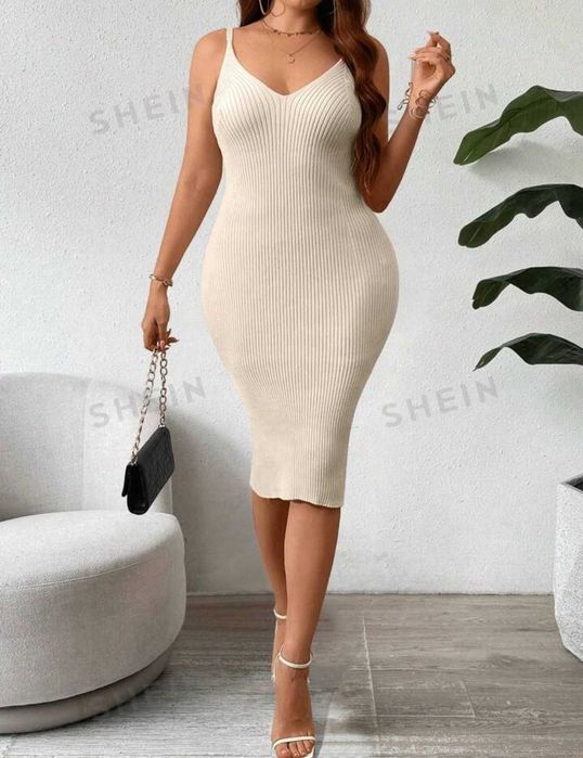 Рипсена рокля, еластична - 1XL, не носена