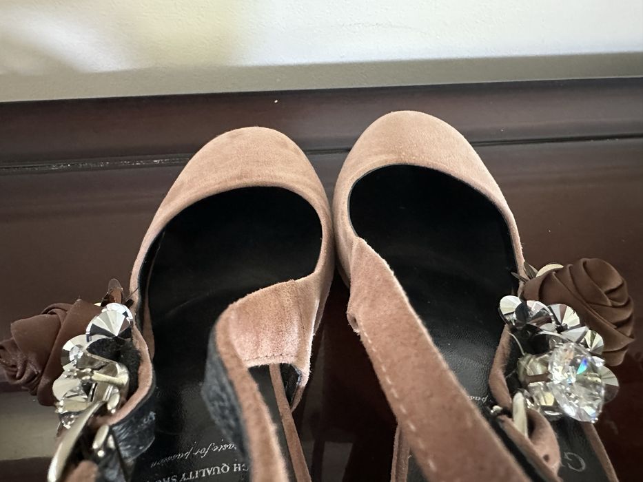 Pantofi eleganti din piele intoarsă cu toc - GRACIANA marimea 38