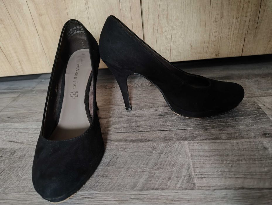 Pantofi negri Tamaris nr38 piele întoarsă