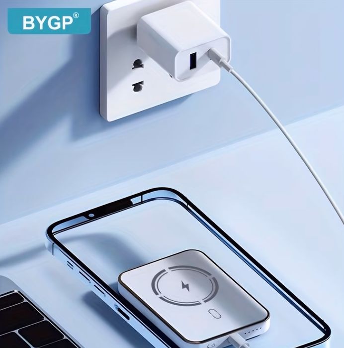 Външна батерия - зарежда iPhone без кабел, лепи се магнитно (5000 mAh)