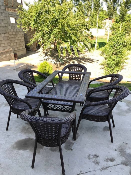 Deko Ratan to‘qima stol stullari optim va donaga