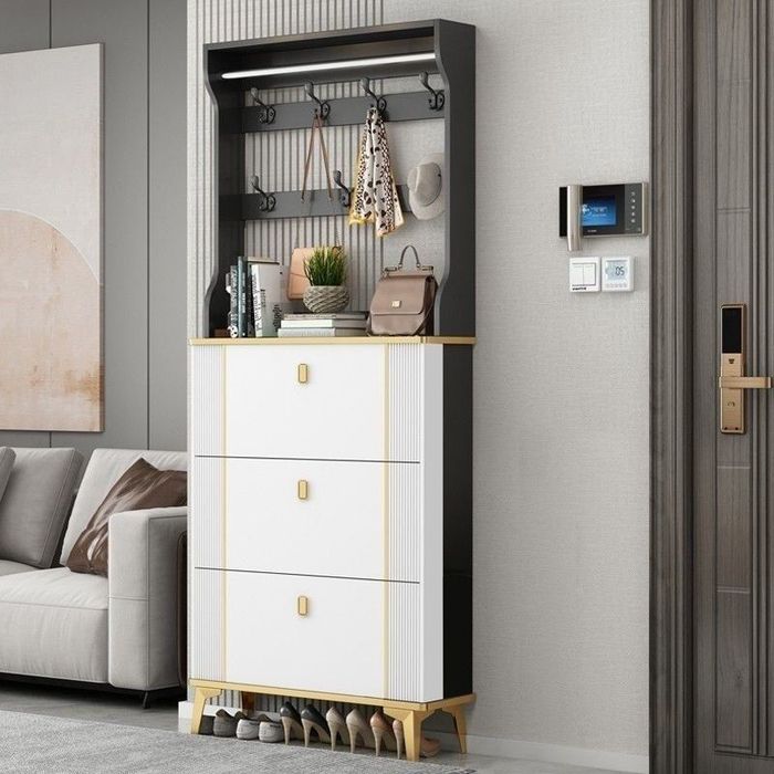 Узкий шкаф для обуви Обувница в прихожую этажерка обувной шкаф Лофт