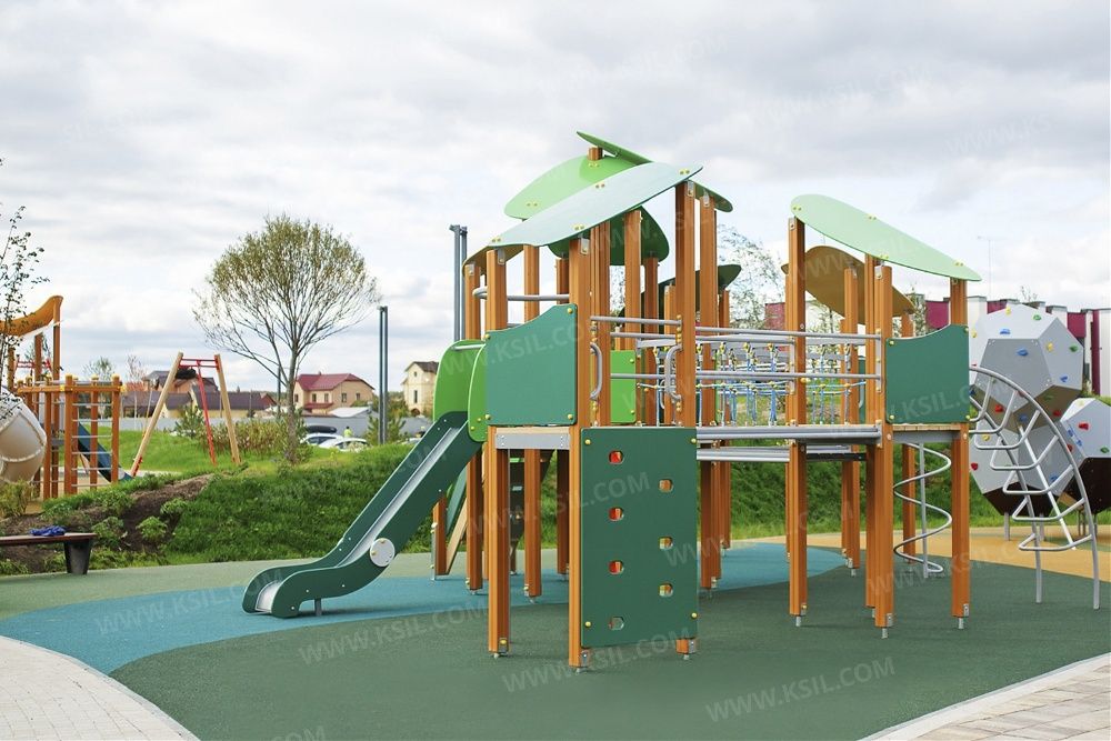 Детские площадки КСИЛ Болалар майдончаси качели карусели скамейки