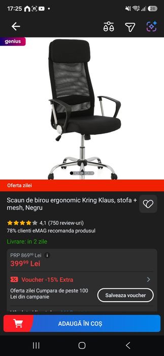 Scaun ergonomic reglabil