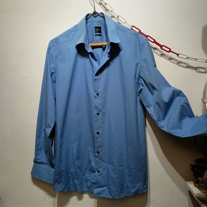 Cămașă albastră s.Oliver Black Label Modern Fit mărimea 44 / 17.5 (100% bumbac)