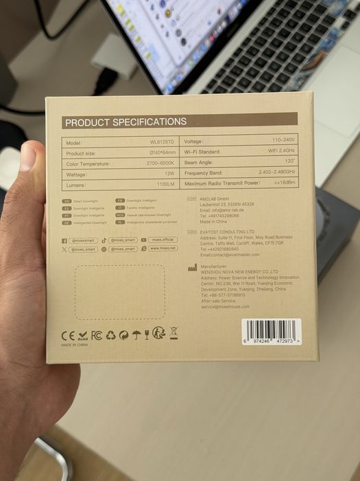 Умный встраиваемый светильник Moes RGB (Wi-Fi / Zigbee)
