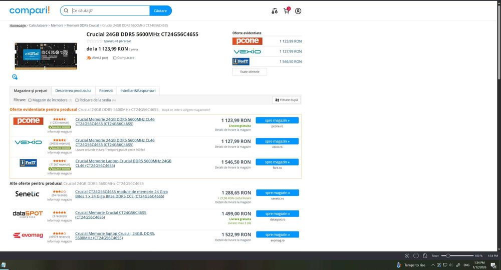 24GB SODIMM DDR5 Crucial 5600MT/CL46