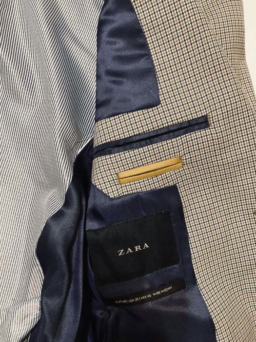 Бежаво сако на синьо и кафяво райе Zara