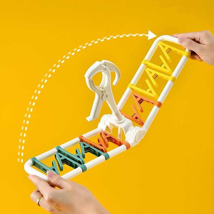 Висящ сушилник за чорапи и бельо с 12 щипки – сгъваем