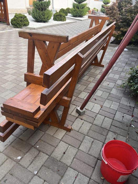 Set 2 banci din lemn pentru foisor sau exterior