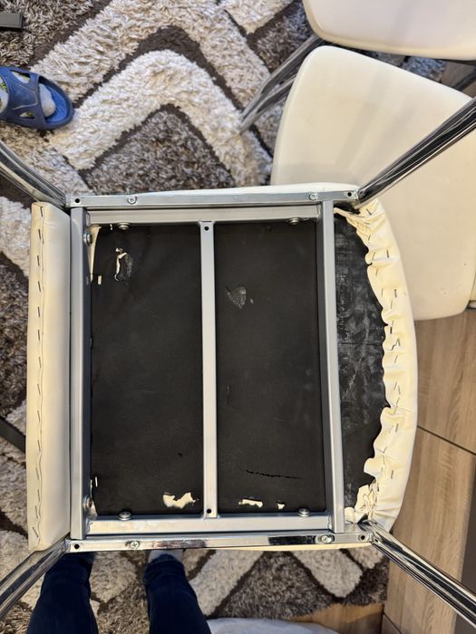 Холови столове комплект 4 бр бяла кожа използвани