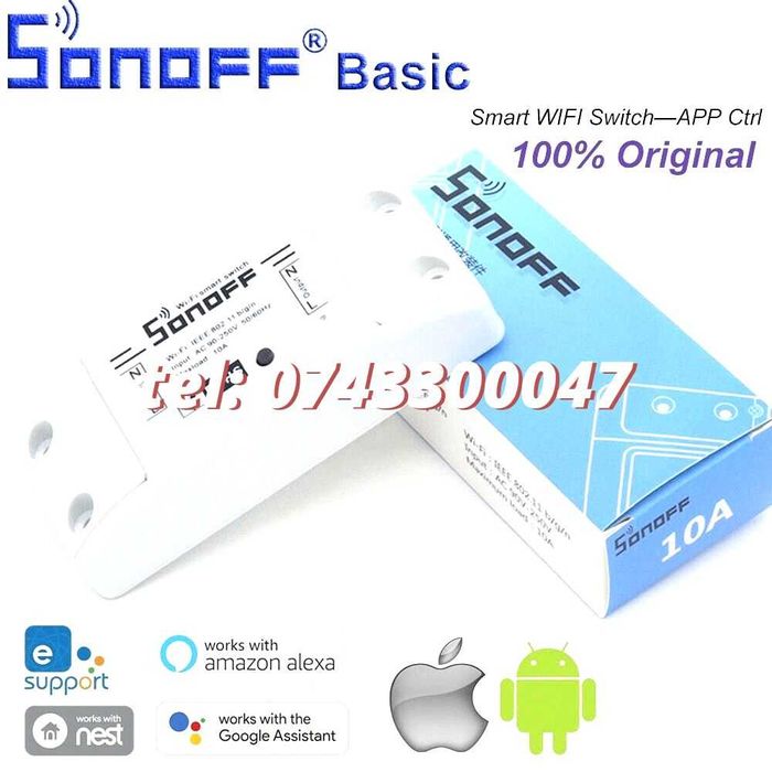 Releuswitch Wifi Sonoff Basic 10a  Functioneaza Cu Alexagoogle Hom