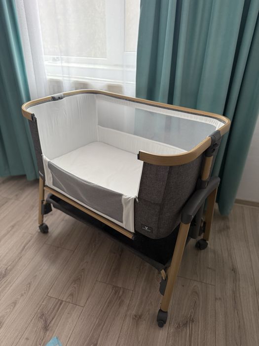Pătuț co-sleeper Cangaroo Amo gri închis + saltea