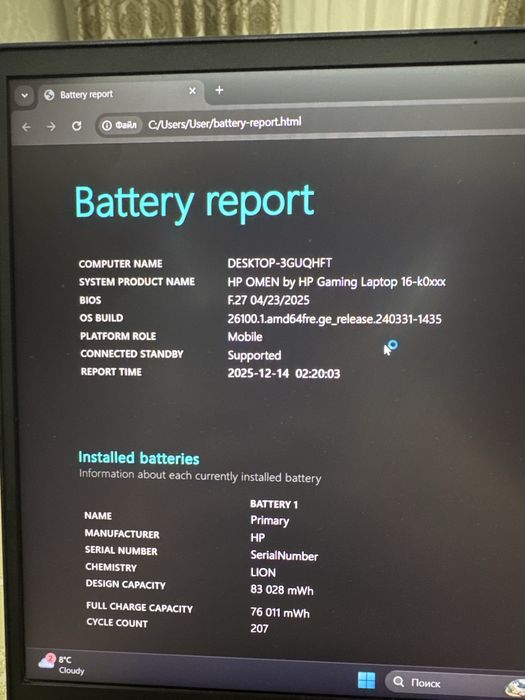 Продаю HP OMEN 16.1 RTX3060