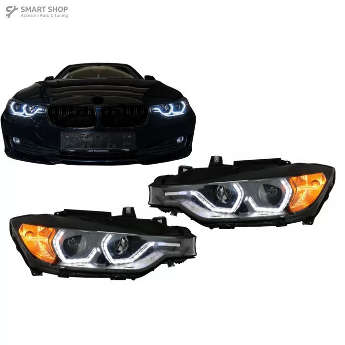 Faruri Full Angel Eyes LED DRL BMW 3 Series F30 F31 Sedan Touring (10.