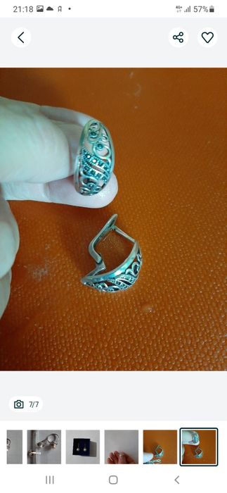 Серебряный набор и серьги Сваровски