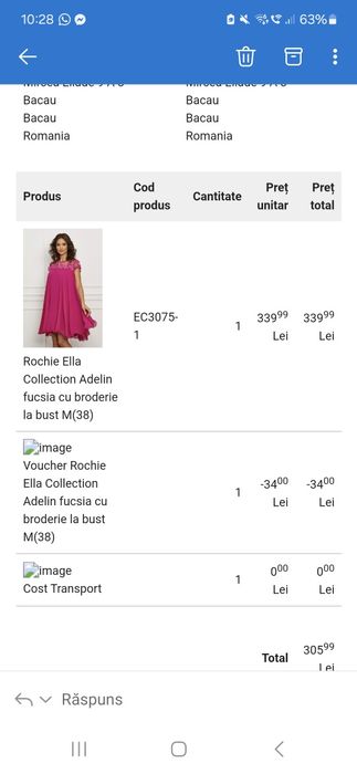 Rochie fucsia, mărimea M, Dyfashion
