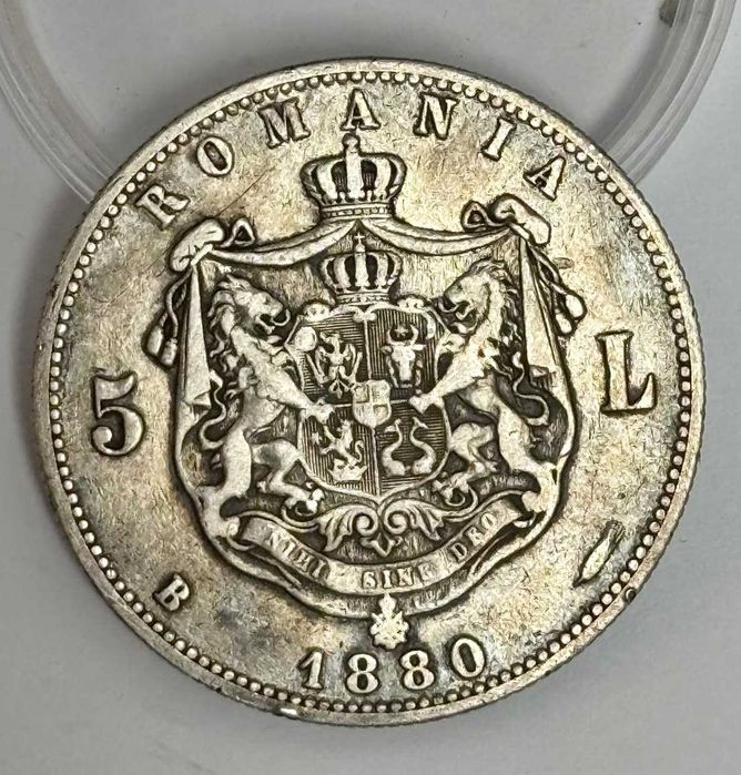 moneda argint 5 Lei 1880 - Carol I