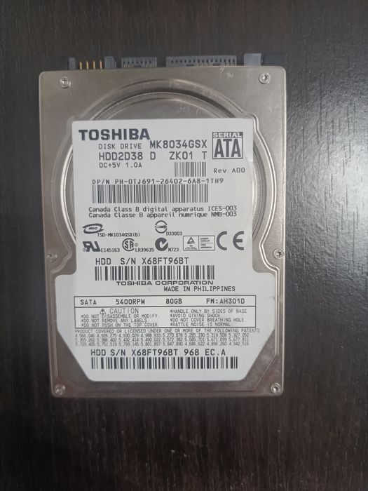 Lot 4 HDD-uri Laptop 2.5" SATA (Toshiba, WD, Hitachi) - 500GB / 320GB / 160GB / 80GB