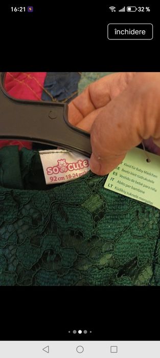 Rochie dantela verde 18-24 luni