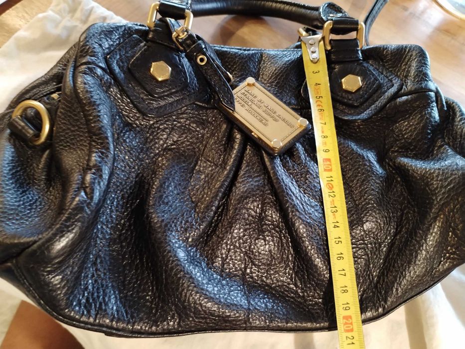 Poseta, geanta MARK JAKOBS din piele naturala neagra cu fermoar auriu