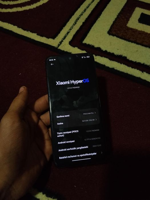 POCO M4 PRO XOTIRA:8.256gb ochilmagan telefon aybi karobka dakumen yuq