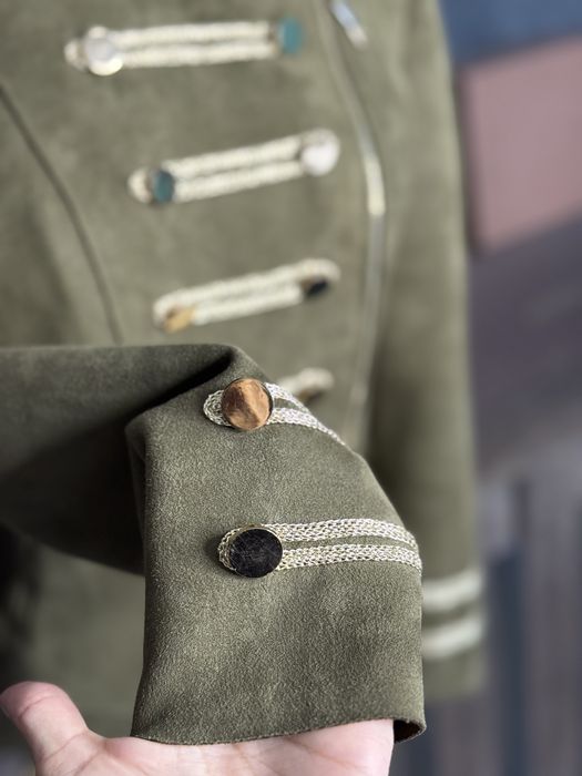 Geaca piele intoarsa dama, verde army   M