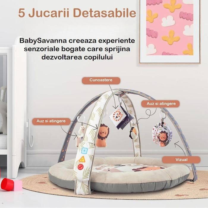 Salteluta Muzicala si Centru de Activitati cu Lumini, 5 Jucarii Senzor